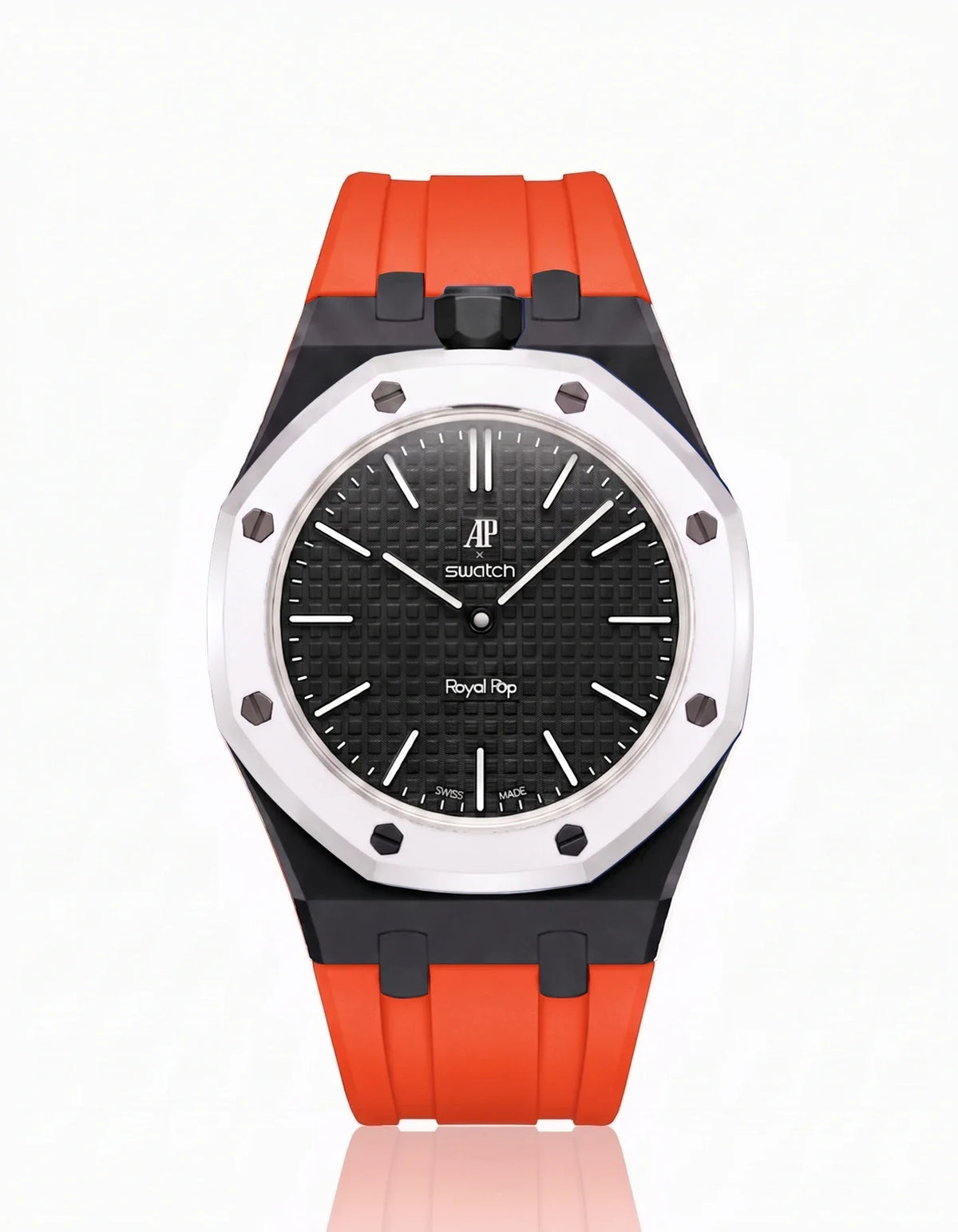 combo::black::rubber-strap-for-ap-x-swatch-royal-pop-orenji-orange