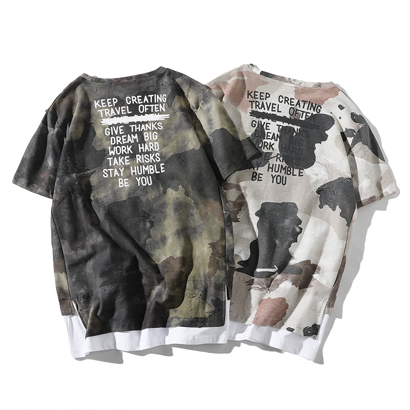 Hip-Hop-T-Shirt mit Camouflage-Muster