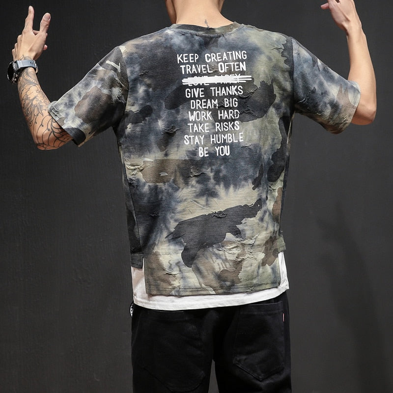 Hip-Hop-T-Shirt mit Camouflage-Muster