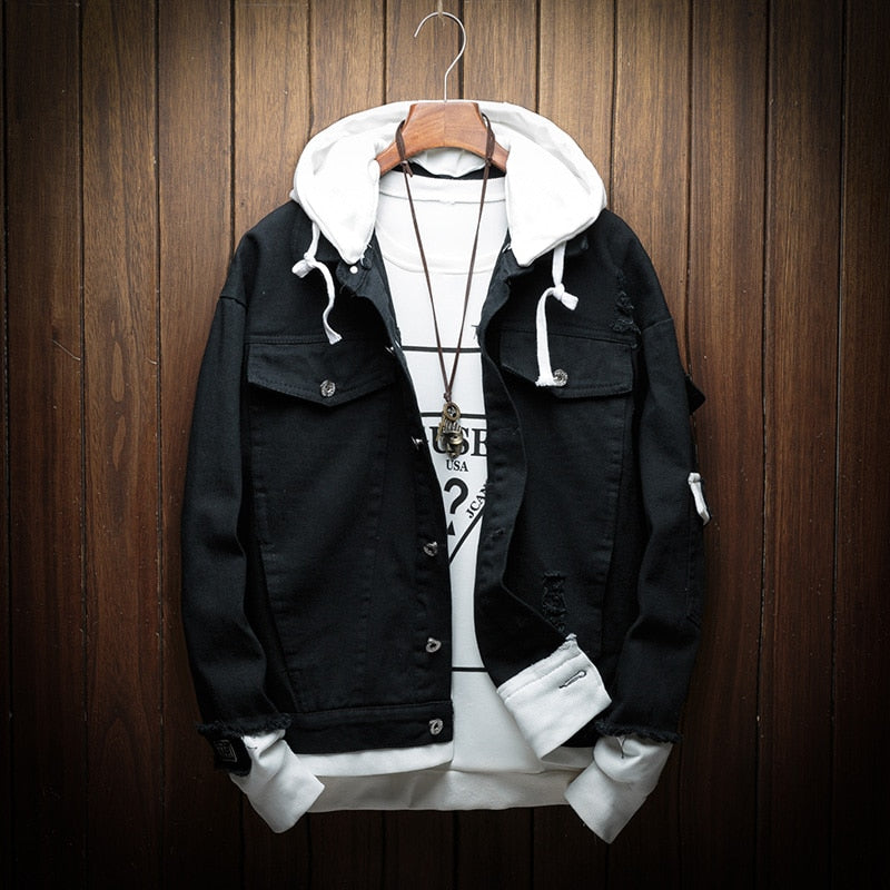 Blouson-Jeansjacke mit Kapuze