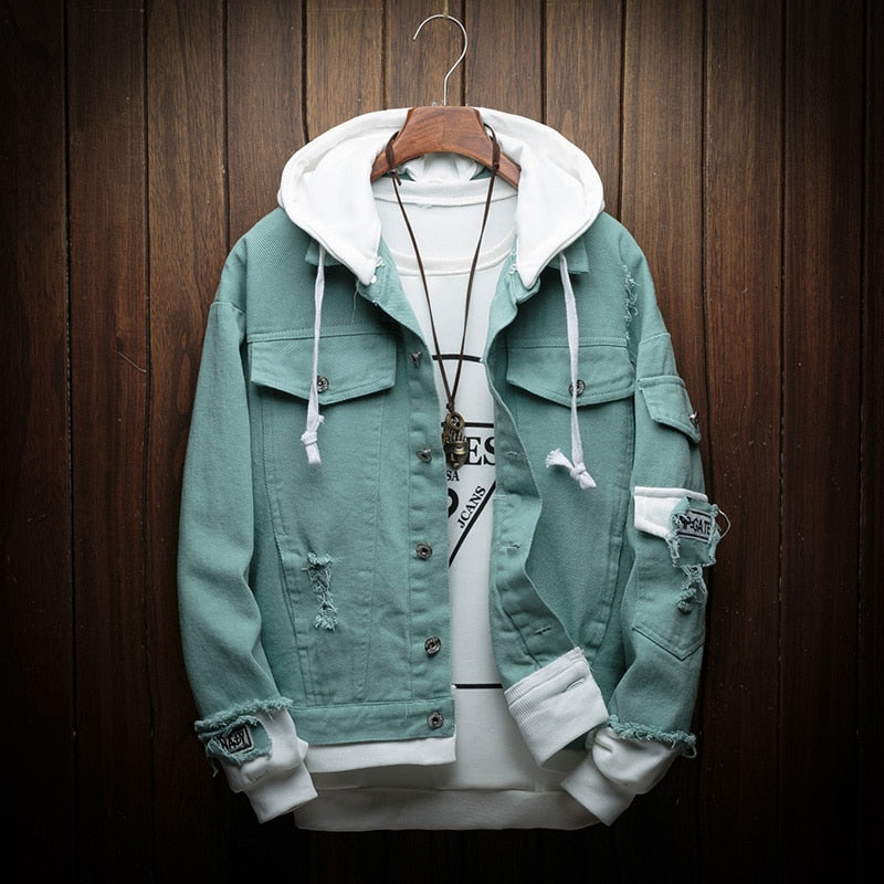 Blouson-Jeansjacke mit Kapuze