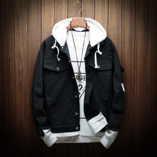 Blouson-Jeansjacke mit Kapuze