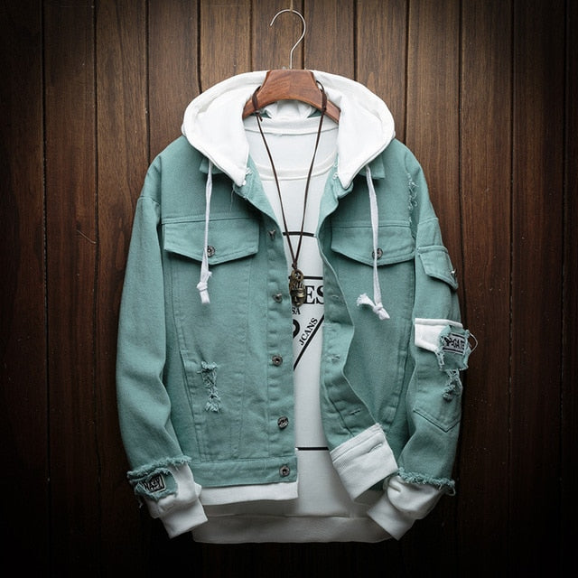 Blouson-Jeansjacke mit Kapuze