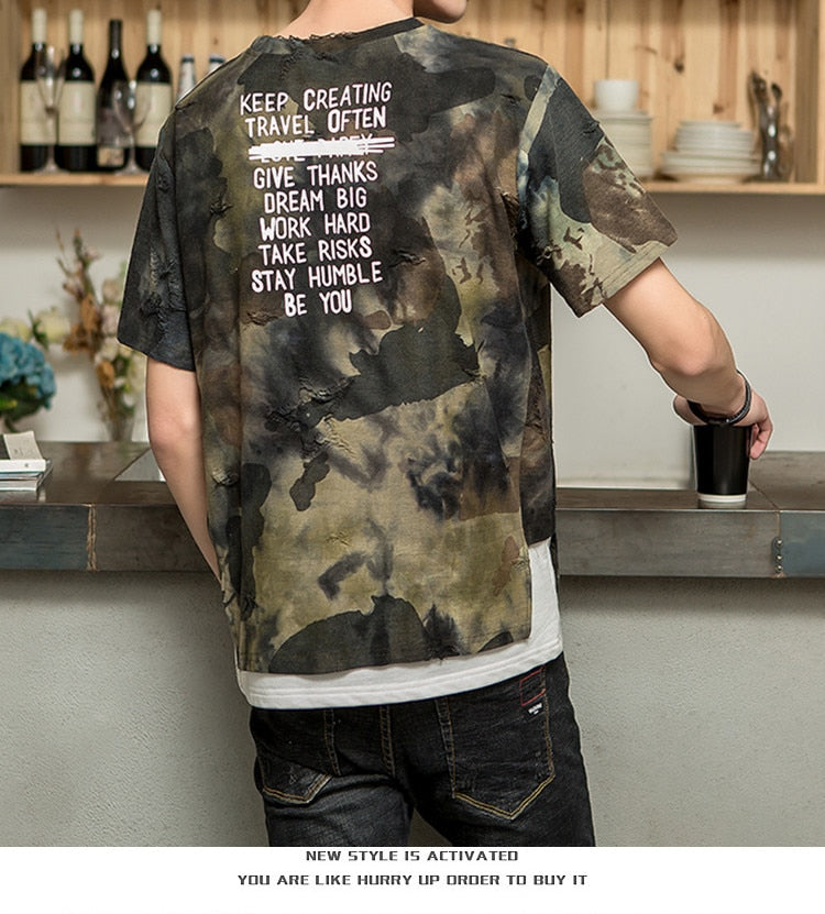 Hip-Hop-T-Shirt mit Camouflage-Muster