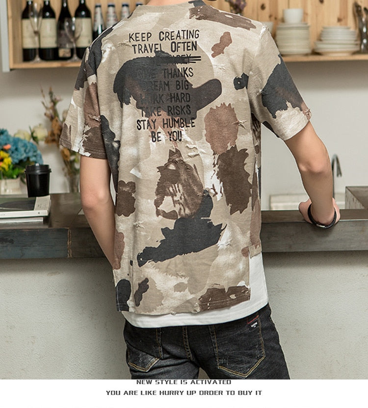 Hip-Hop-T-Shirt mit Camouflage-Muster