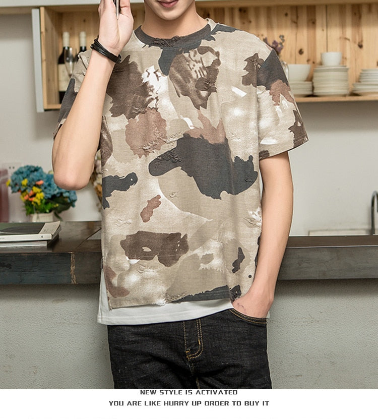 Hip-Hop-T-Shirt mit Camouflage-Muster
