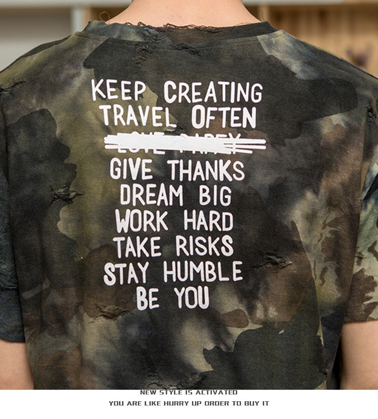 Hip-Hop-T-Shirt mit Camouflage-Muster