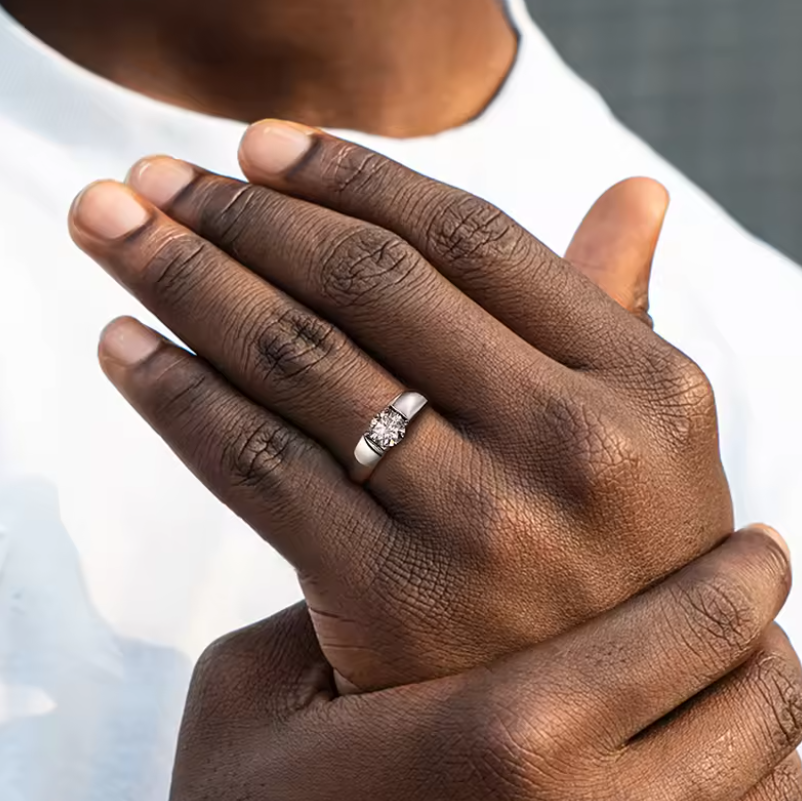 Minimalistischer 1 Karat 925 Sterling Silber Moissanit Ring