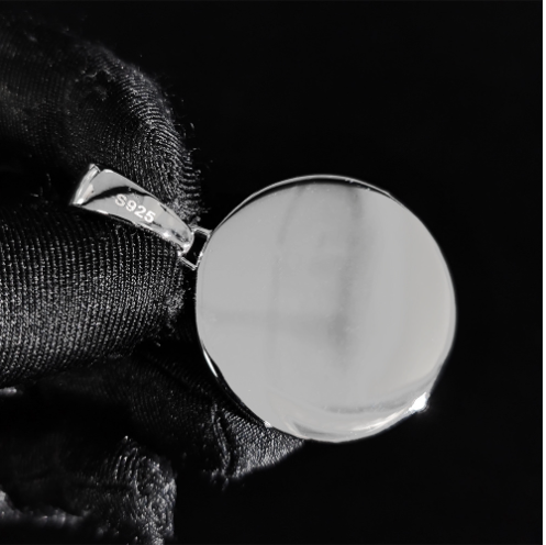 Halskette mit Foto-Memory-Anhänger aus Moissanit mit Diamanten im VVS-Silberton