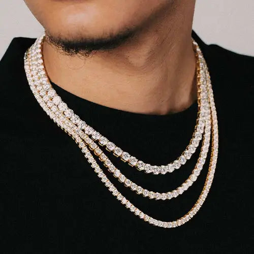 VVS Jewelry Moissanit-Tenniskette | 14 Karat Gold und 925er Sterlingsilber | Funkelnder Luxus für Männer und Frauen