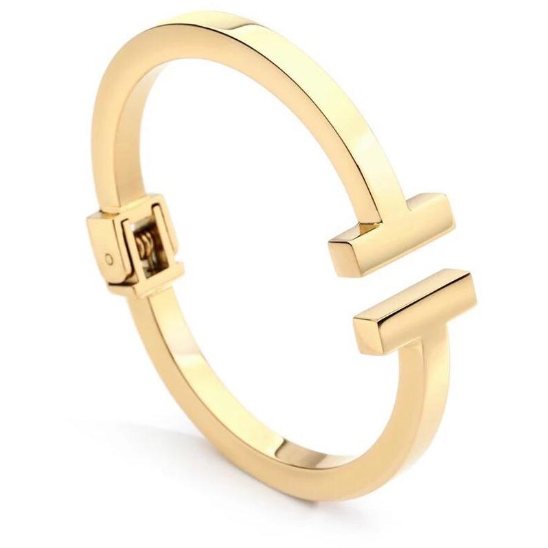T-Manschettenarmband aus 18 Karat vergoldetem Edelstahl