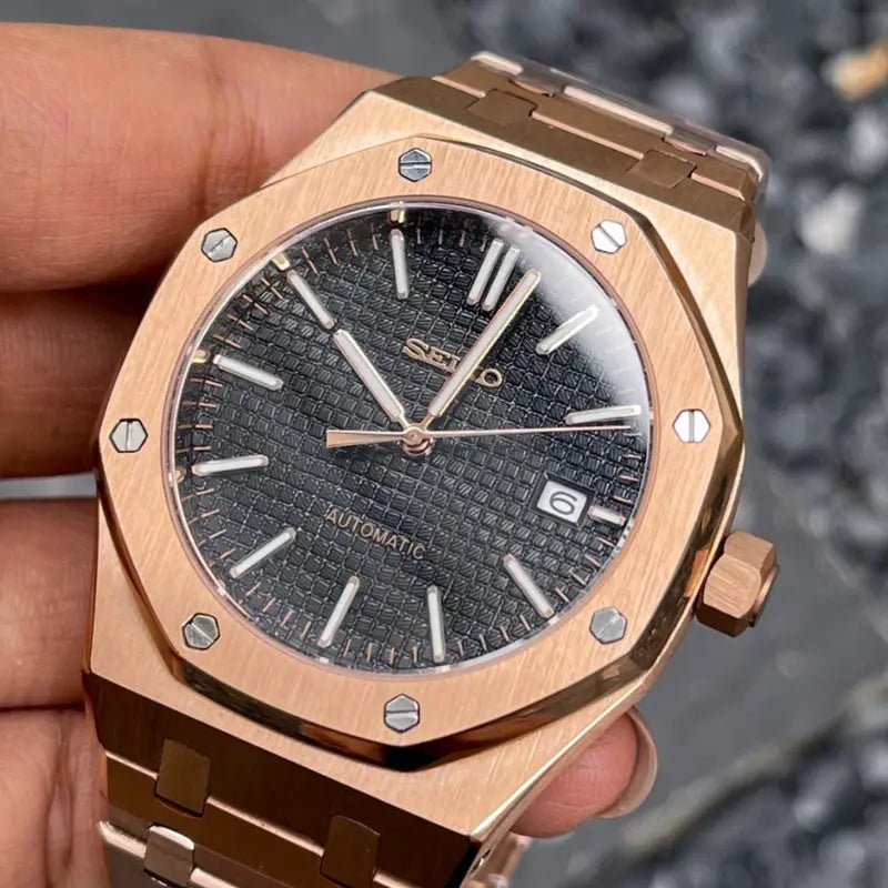 Seiko Mod Royal Oak | Rose Gold - TWTwatches