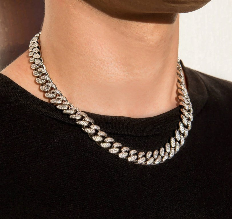 12 mm kubanische Gliederkette mit Diamanten