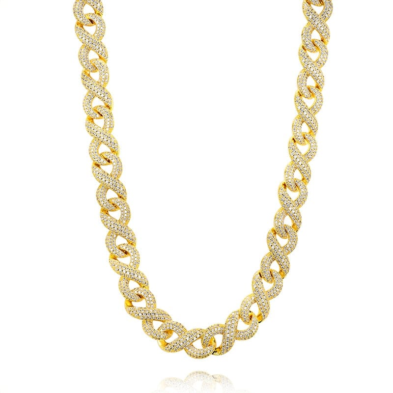 VVS Jewelry hip hop jewelry 16mm Gold Infinity Prong Cuban Chain plus FREE Bracelet