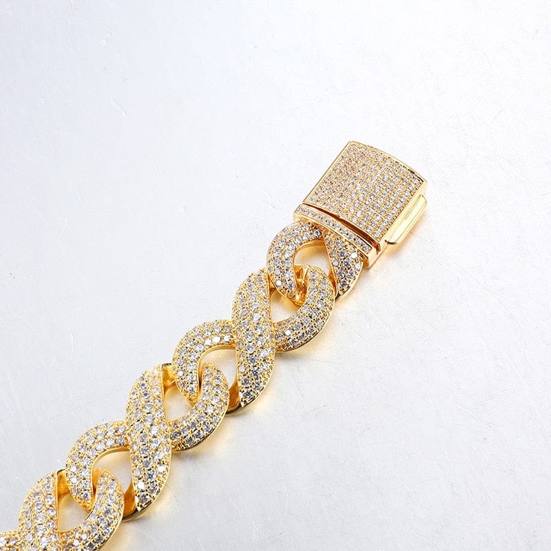 VVS Jewelry hip hop jewelry 16mm Gold Infinity Prong Cuban Chain plus FREE Bracelet