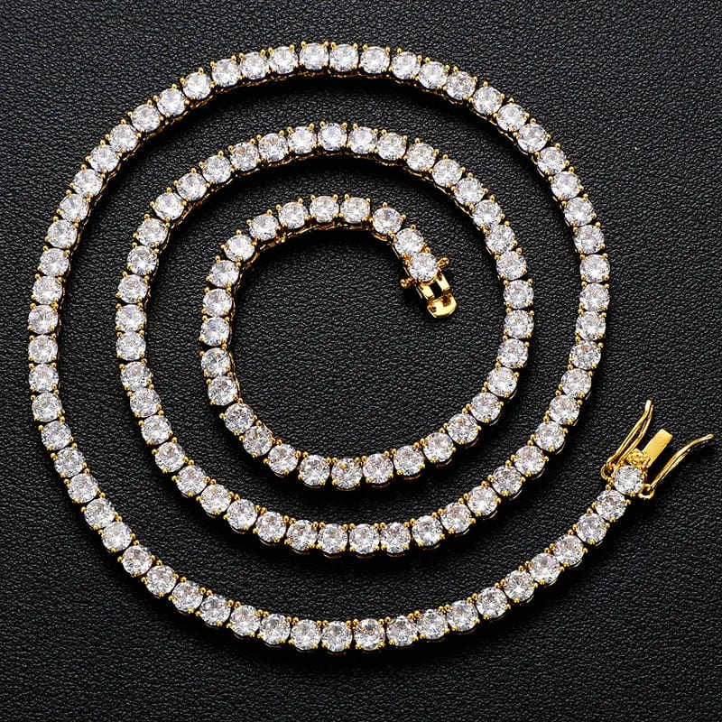 VVS Jewelry hip hop jewelry 18" / 5mm / Gold VVS Jewelry 925 Sterling Silver Moissanite Tennis Chain PASSES DIAMOND TEST US INVENTORY