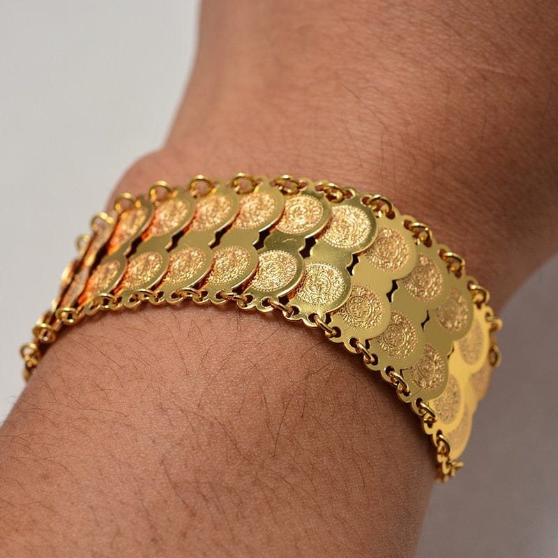 VVS Jewelry hip hop jewelry bracelets Gold Coin Bangle Bracelet