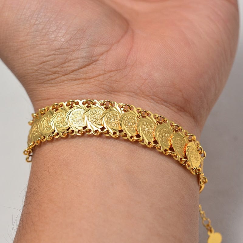 VVS Jewelry hip hop jewelry bracelets Gold Coin Bangle Bracelet