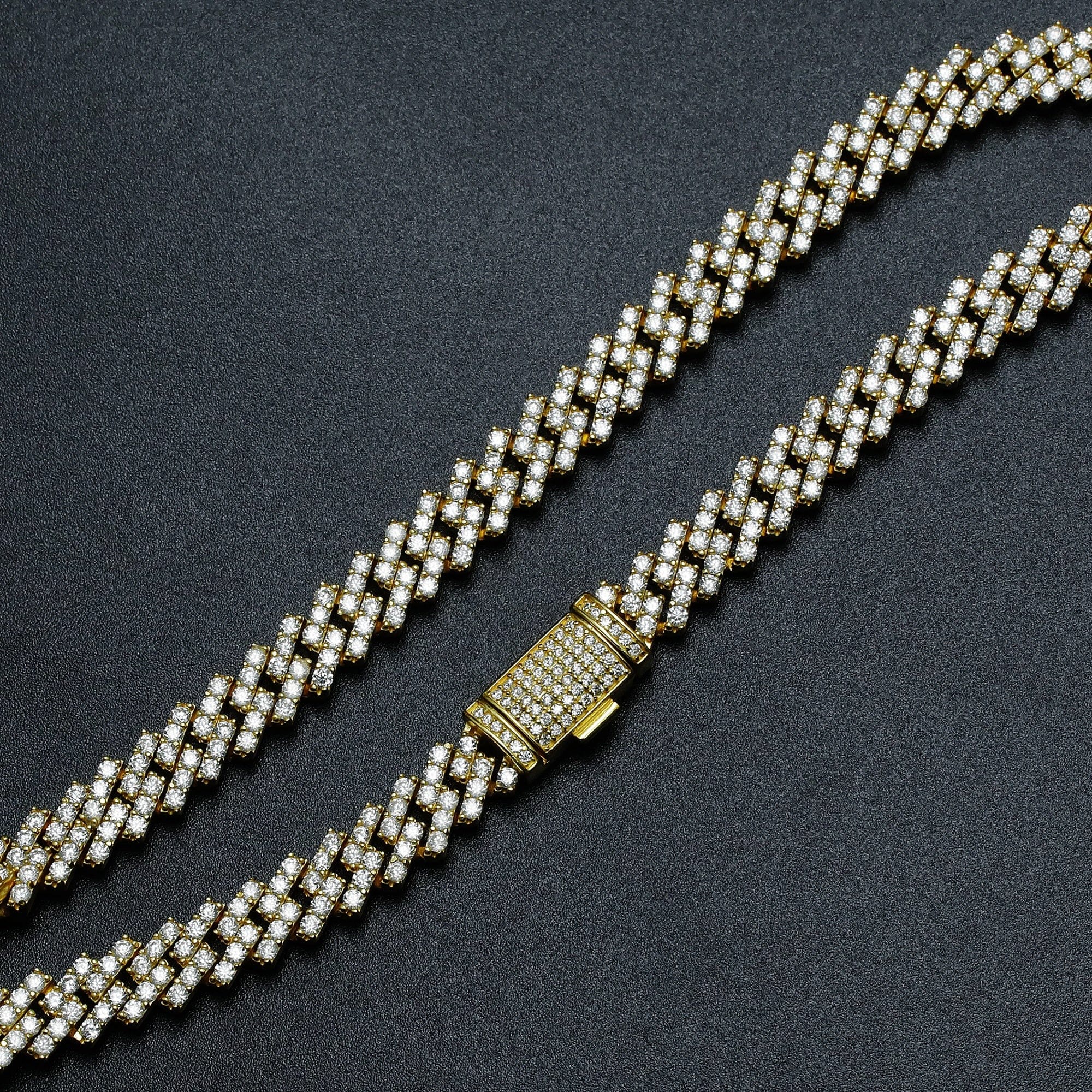 VVS Jewelry hip hop jewelry chain VVS Jewelry 925 Sterling Silver Iced Out Prong Moissanite Cuban Chain (Passes Diamond Check)