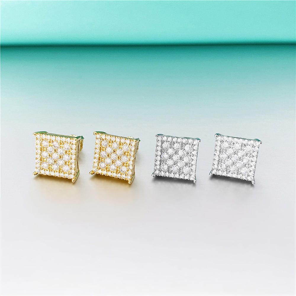 VVS Jewelry hip hop jewelry Classic Square 925 Silver Moissanite Iced Stud Earrings