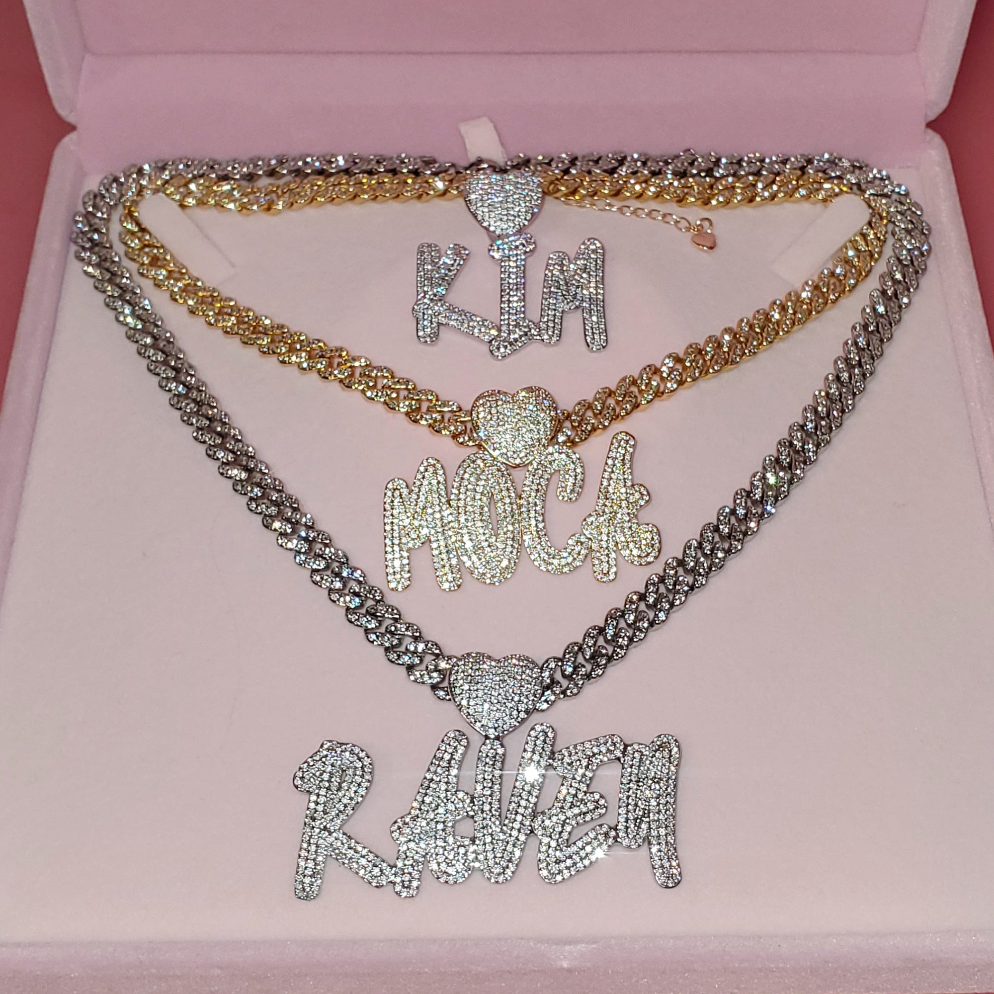 VVS Jewelry hip hop jewelry Custom Icy Cursive Name Heart Necklace