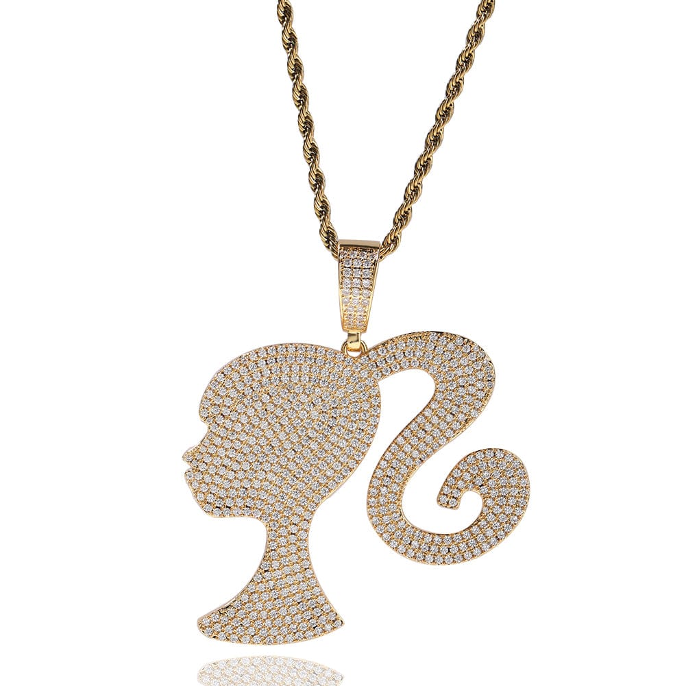 VVS Jewelry hip hop jewelry Fully Iced Barbie Pendant Necklace