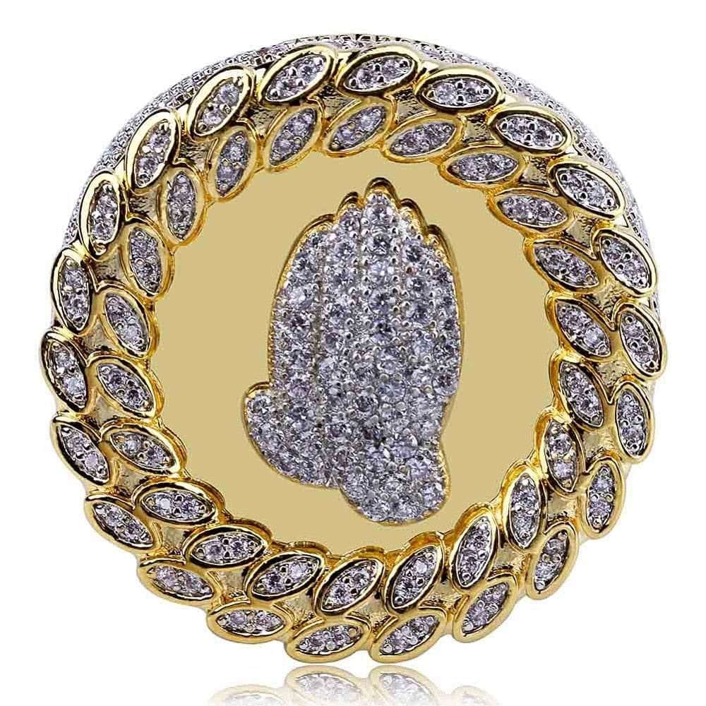 VVS Jewelry hip hop jewelry Fully Iced Praying Hands Ring