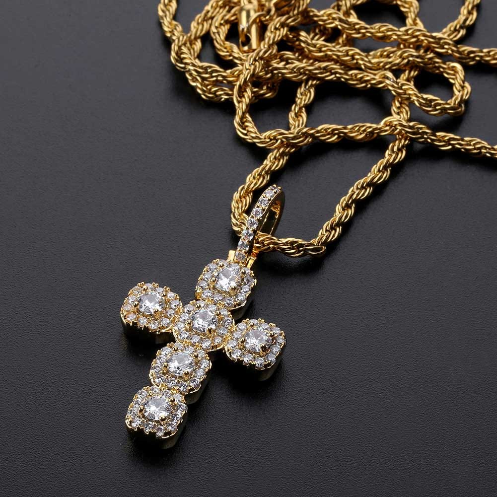 VVS Jewelry hip hop jewelry Gold/Silver Baguette Cross Pendant