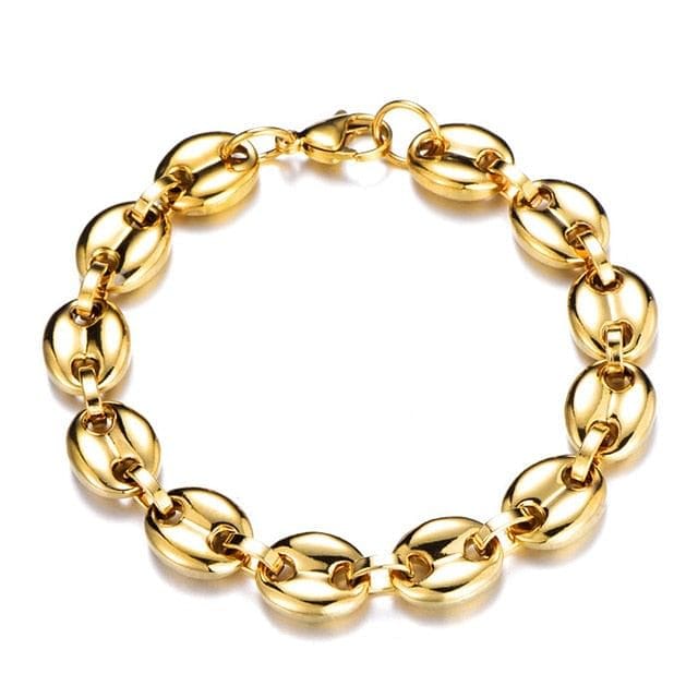 VVS Jewelry hip hop jewelry Gold/Silver Coffee Bean link chain + FREE Bracelet Bundle