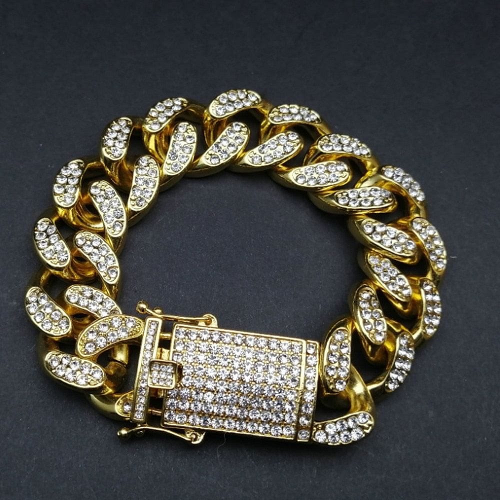 VVS Jewelry hip hop jewelry Gold/Silver Crucifix Necklace + Bracelet + OG Bust Down Watch Set