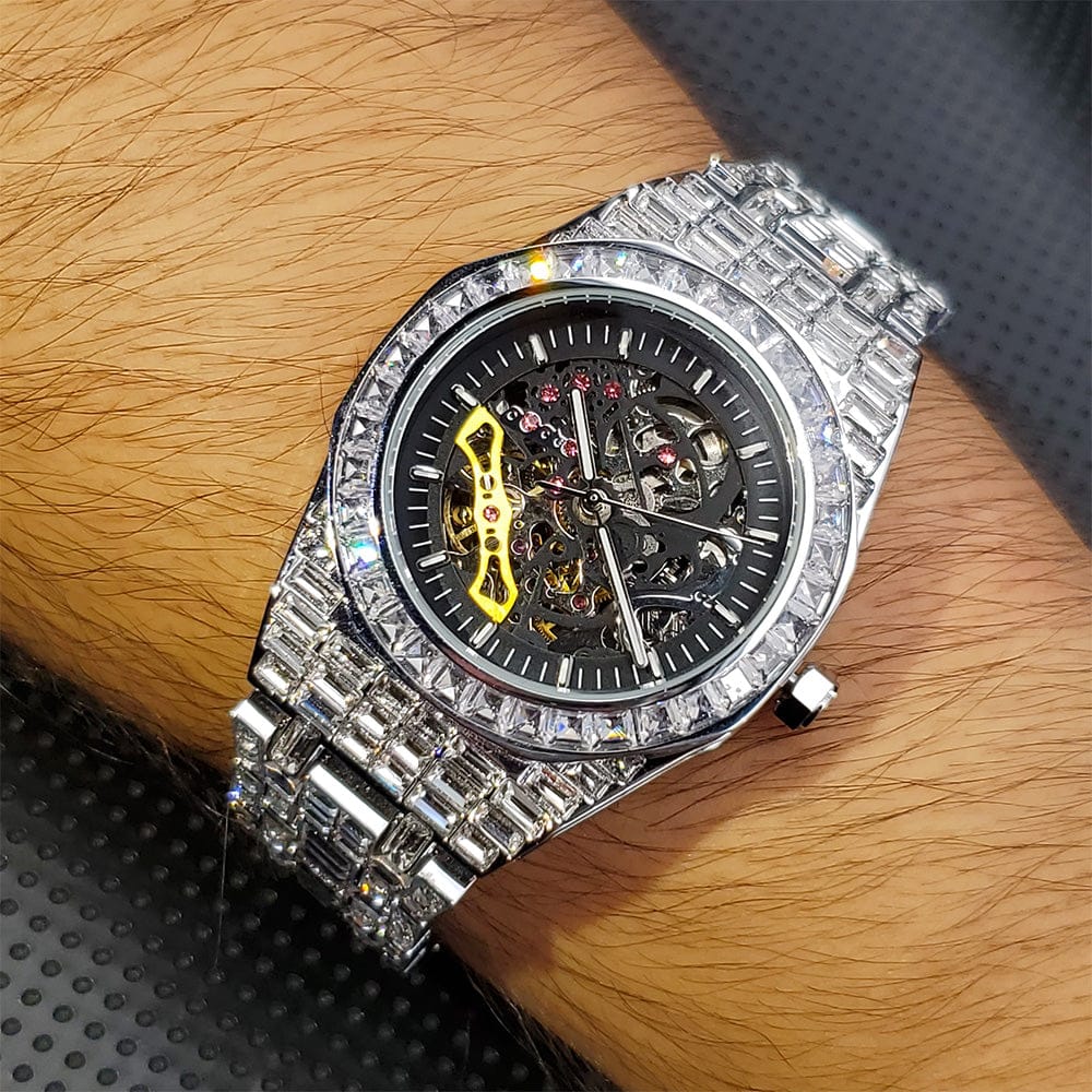 VVS Jewelry hip hop jewelry Iced Men's Mechanical Baguette Watch