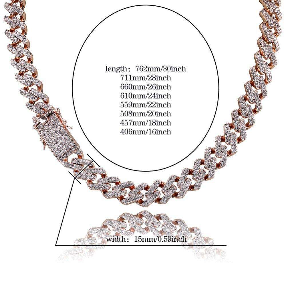 VVS Jewelry hip hop jewelry VVS 18k Gold/Silver Prong Miami Cuban Chain