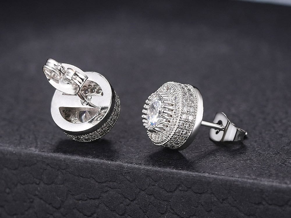VVS Jewelry hip hop jewelry VVS Jewelry Iced Button Stud Earrings