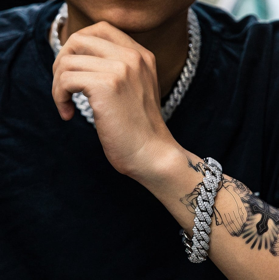 Chaîne cubaine à griffes de 19 mm + bracelet gratuit