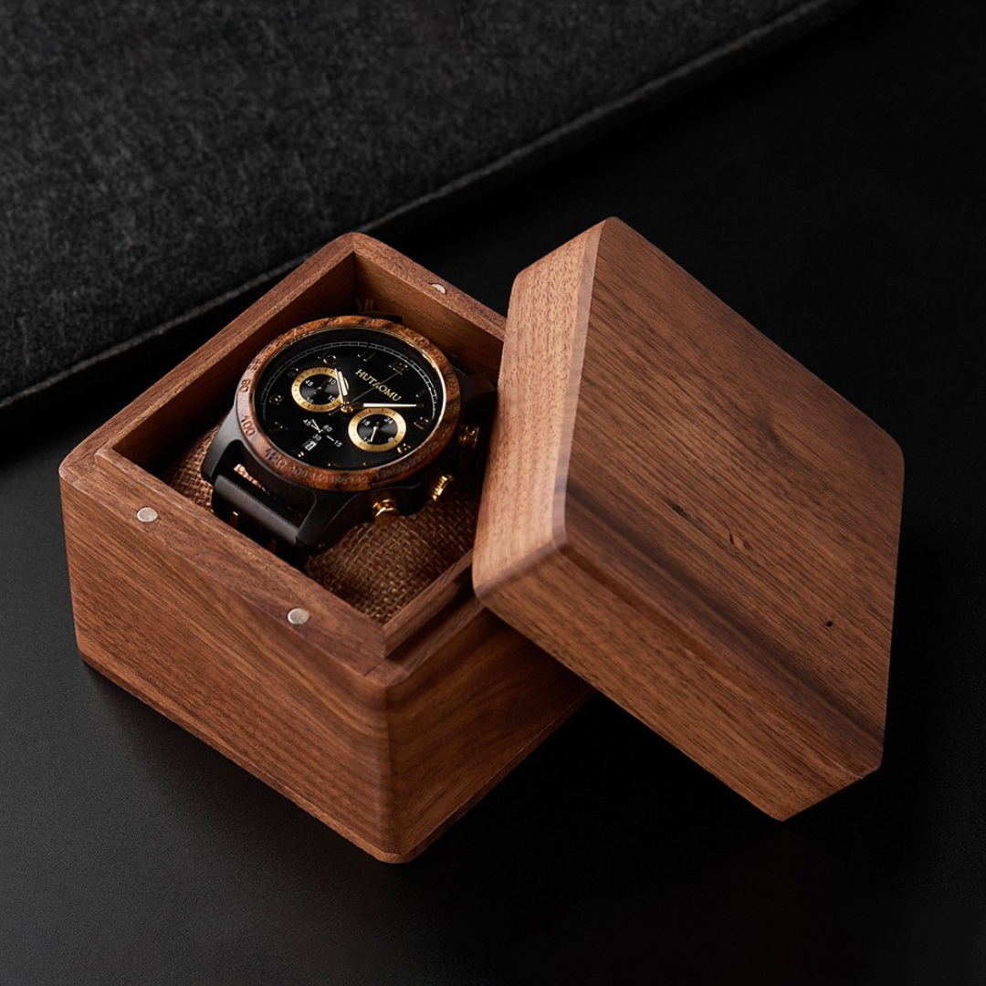 Vintage Chronograph mit Leuchtzeigern & Kalender Holzmaserung Herrenuhr