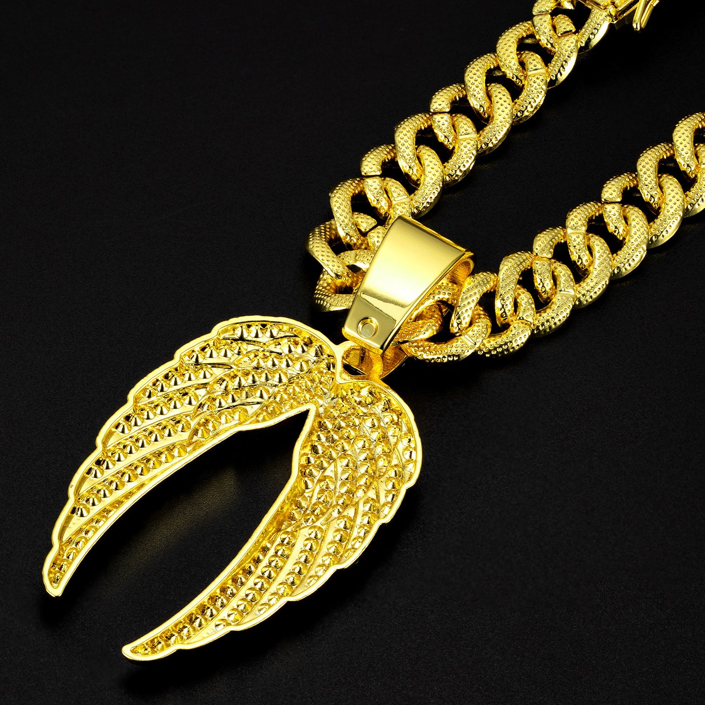 Angel Wings Cuban Chain Necklace