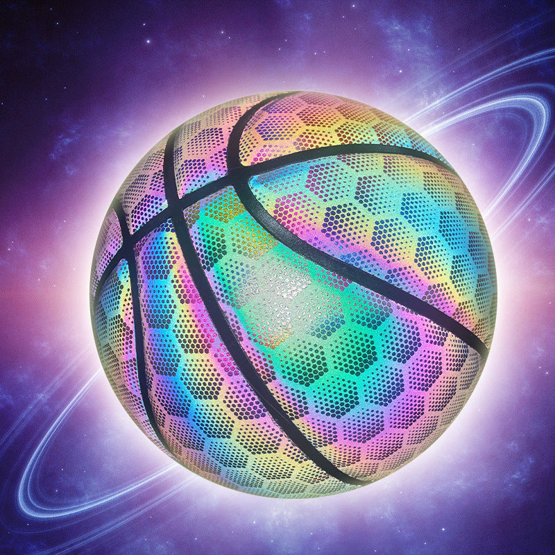 VVS Glow-in-the-Dark Holographic Basketball - Ultimate Night Play Sports Ball with Reflective Glow