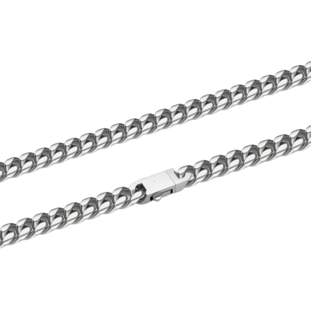 8mm Silver Cuban Link Chain