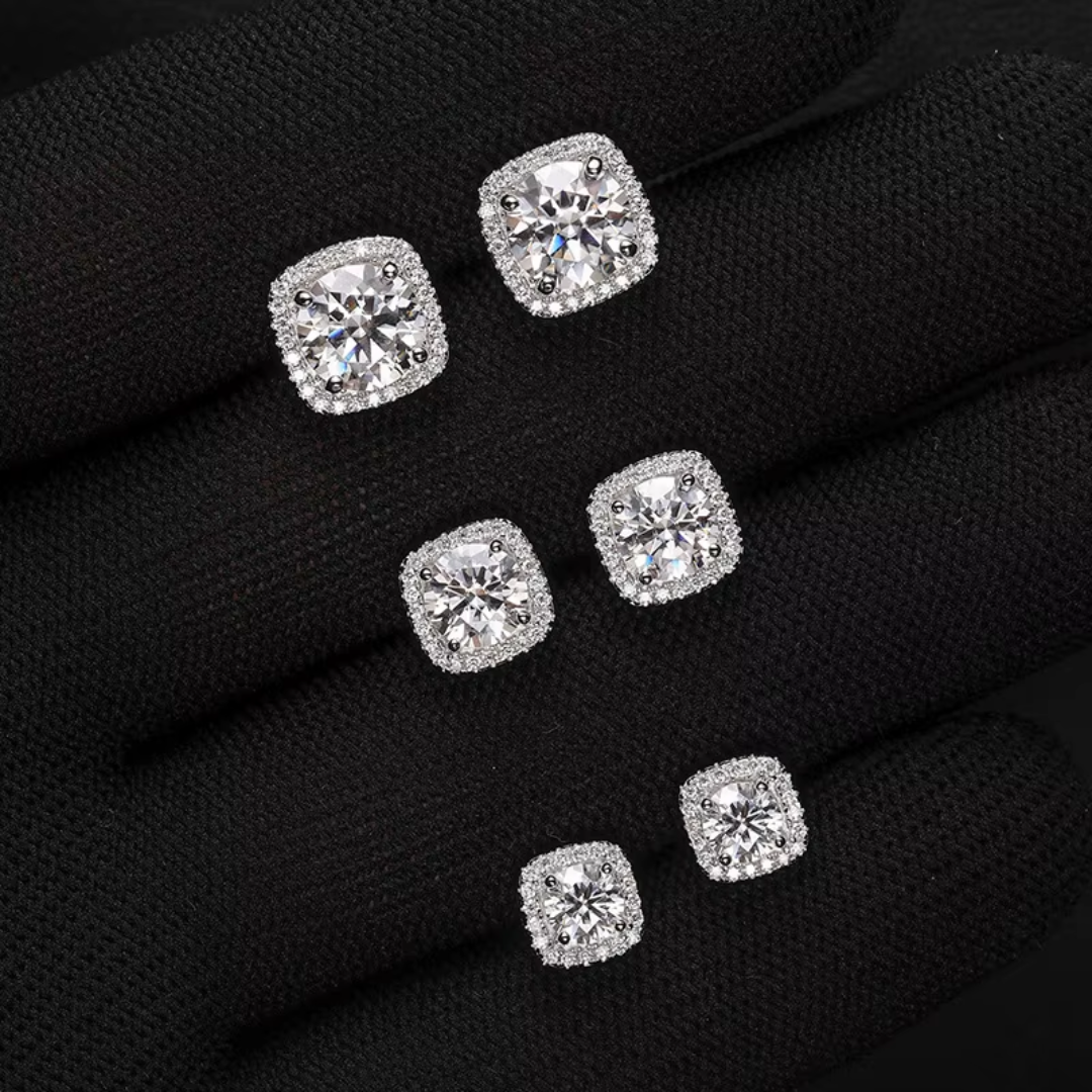 VVS Jewelry 925 Sterling Silver Moissanite Square Earrings