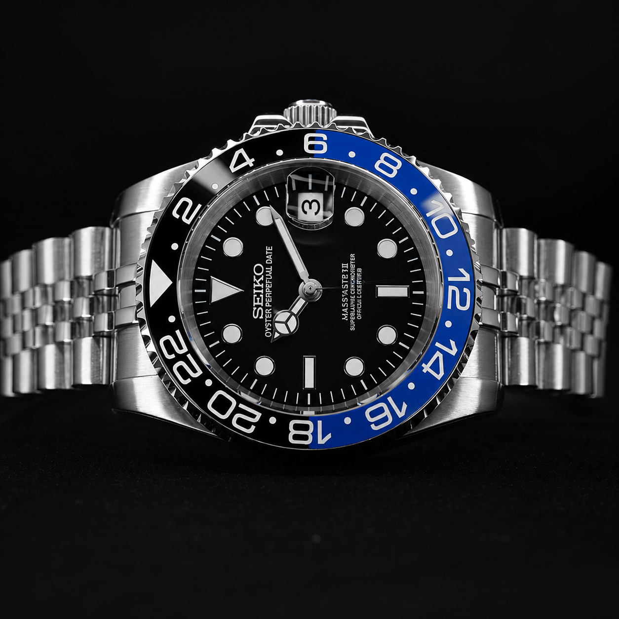 Seiko Mod GMT Batman Schwarz Blau