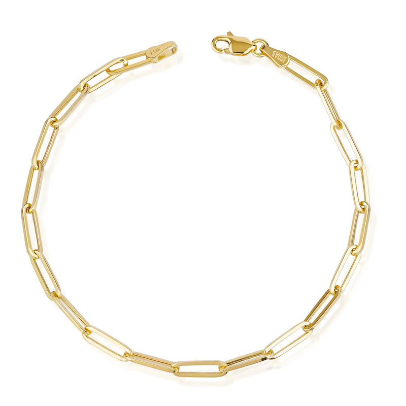 14 Karat Massivgold 3,4 mm Büroklammer-Gliederarmband