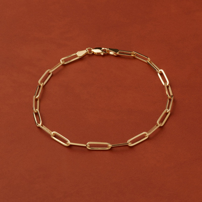 14 Karat Massivgold 3,4 mm Büroklammer-Gliederarmband