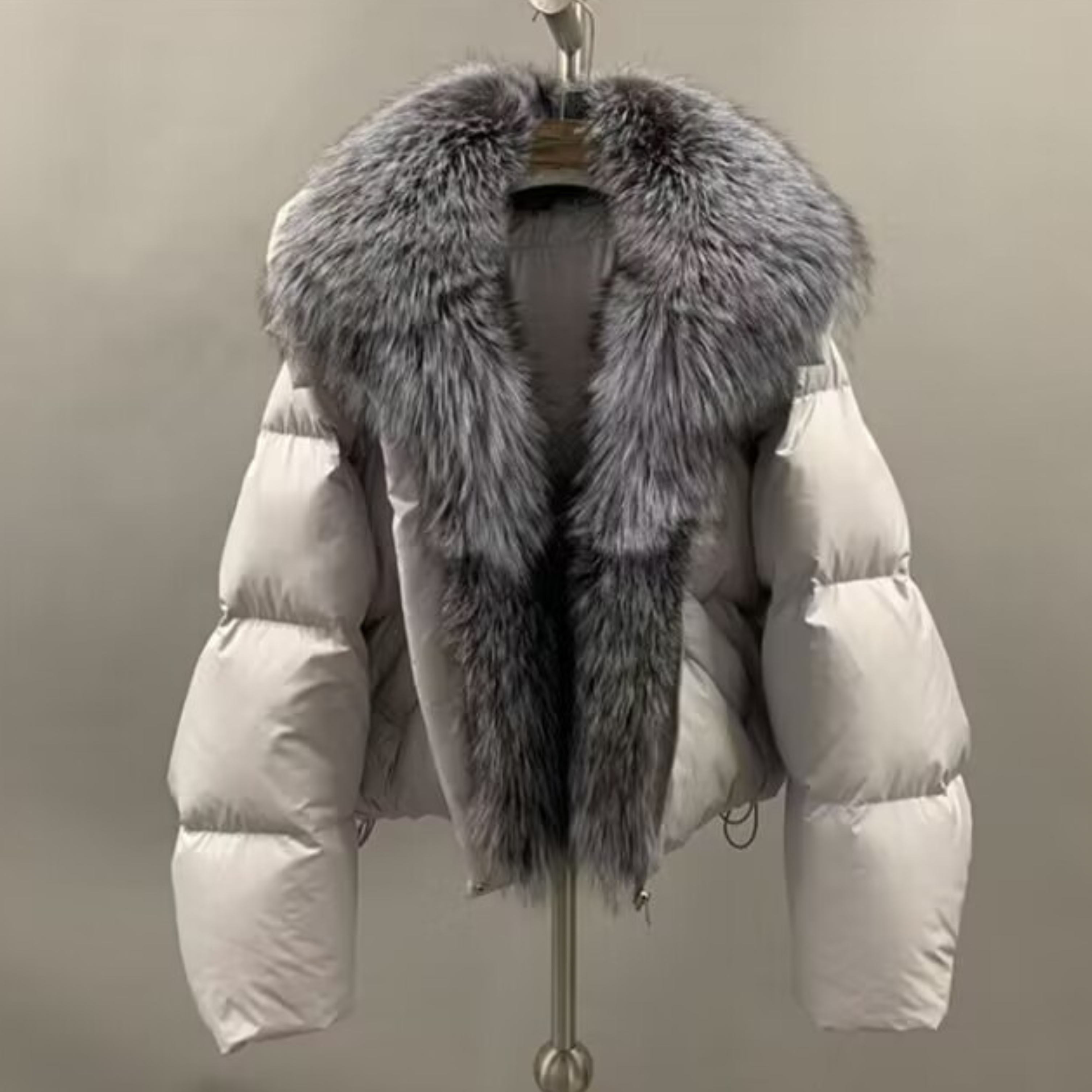 VVS Diana Real Fur-Trim Detachable Cropped Puffer Jacket