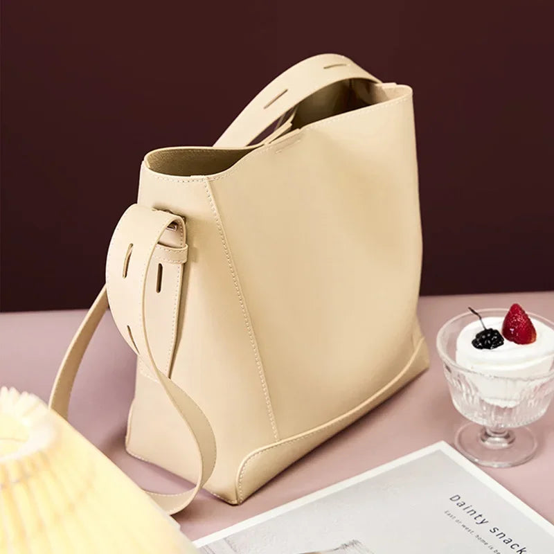 VVS Signature Genuine Leather Bucket Bag