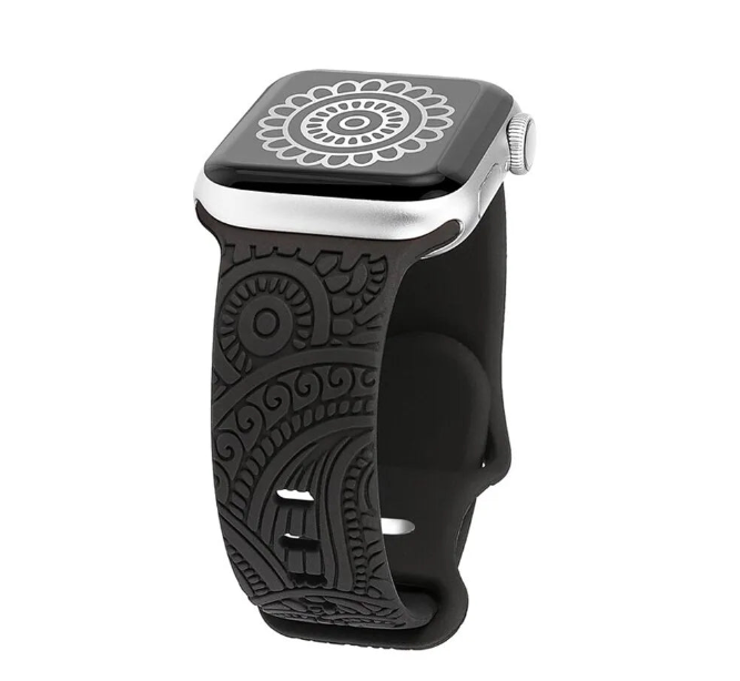 Hot Engraved Pattern Silicone Band For Apple Watch