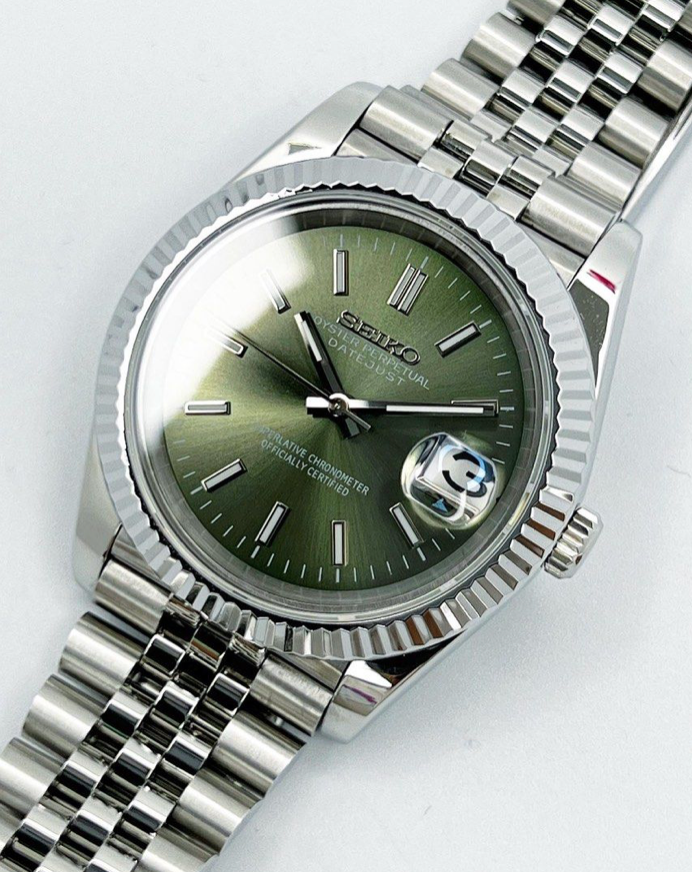 Seiko Mod Datejust | Olivgrün