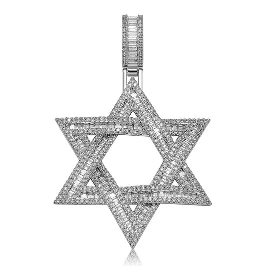 VVS Iced Out jüdische Halskette mit Davidstern-Anhänger
