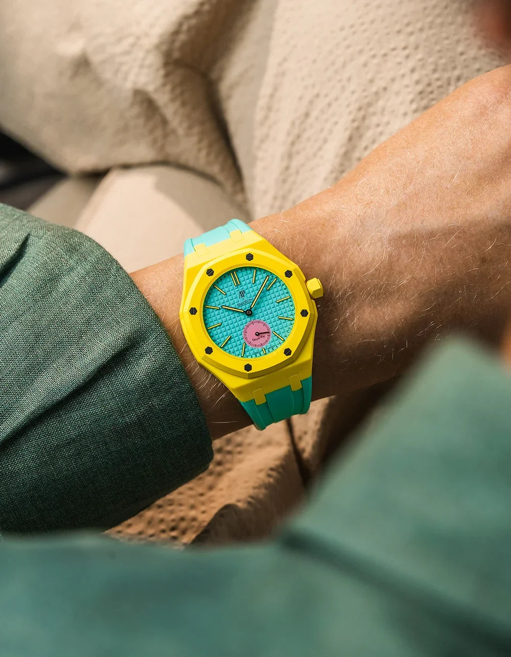 combo::yellow::rubber-strap-for-ap-x-swatch-royal-pop-turquoise