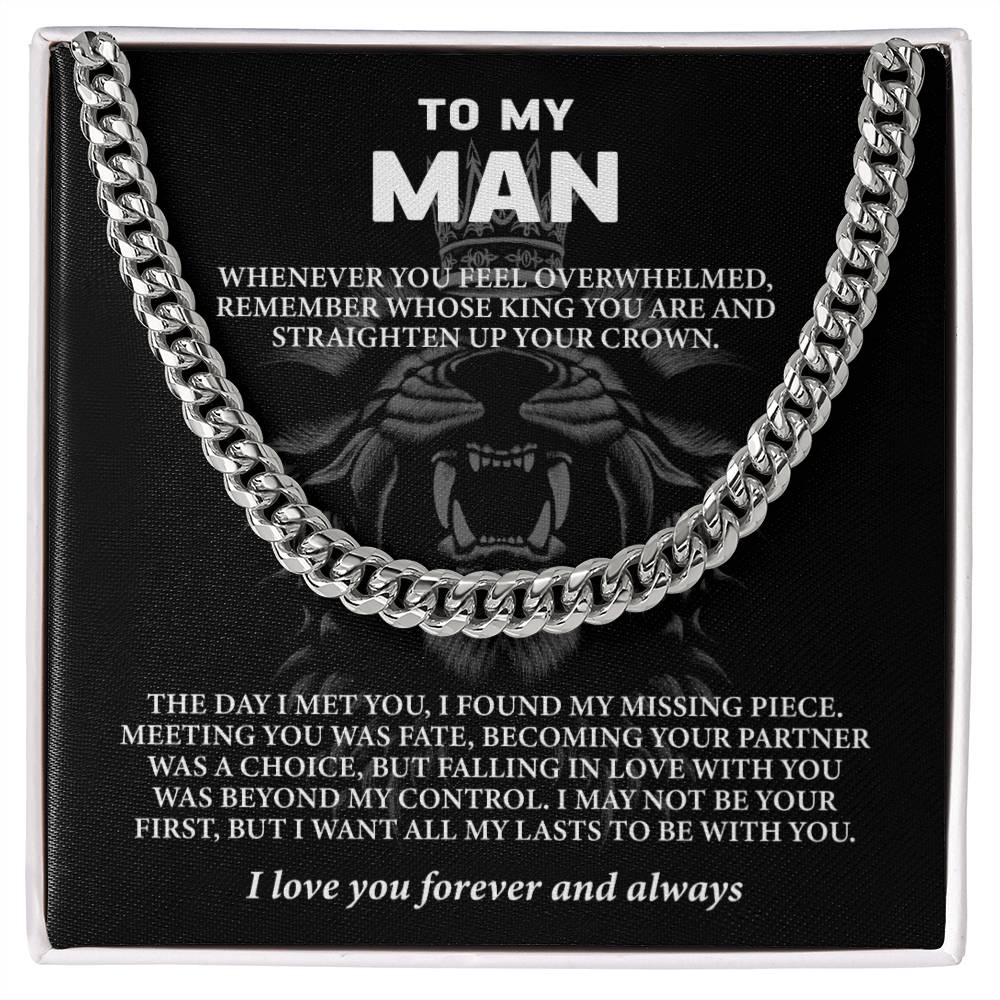 To My Man - Husband or Boyfriend (I Love You Forever and Always) Message Card Necklace