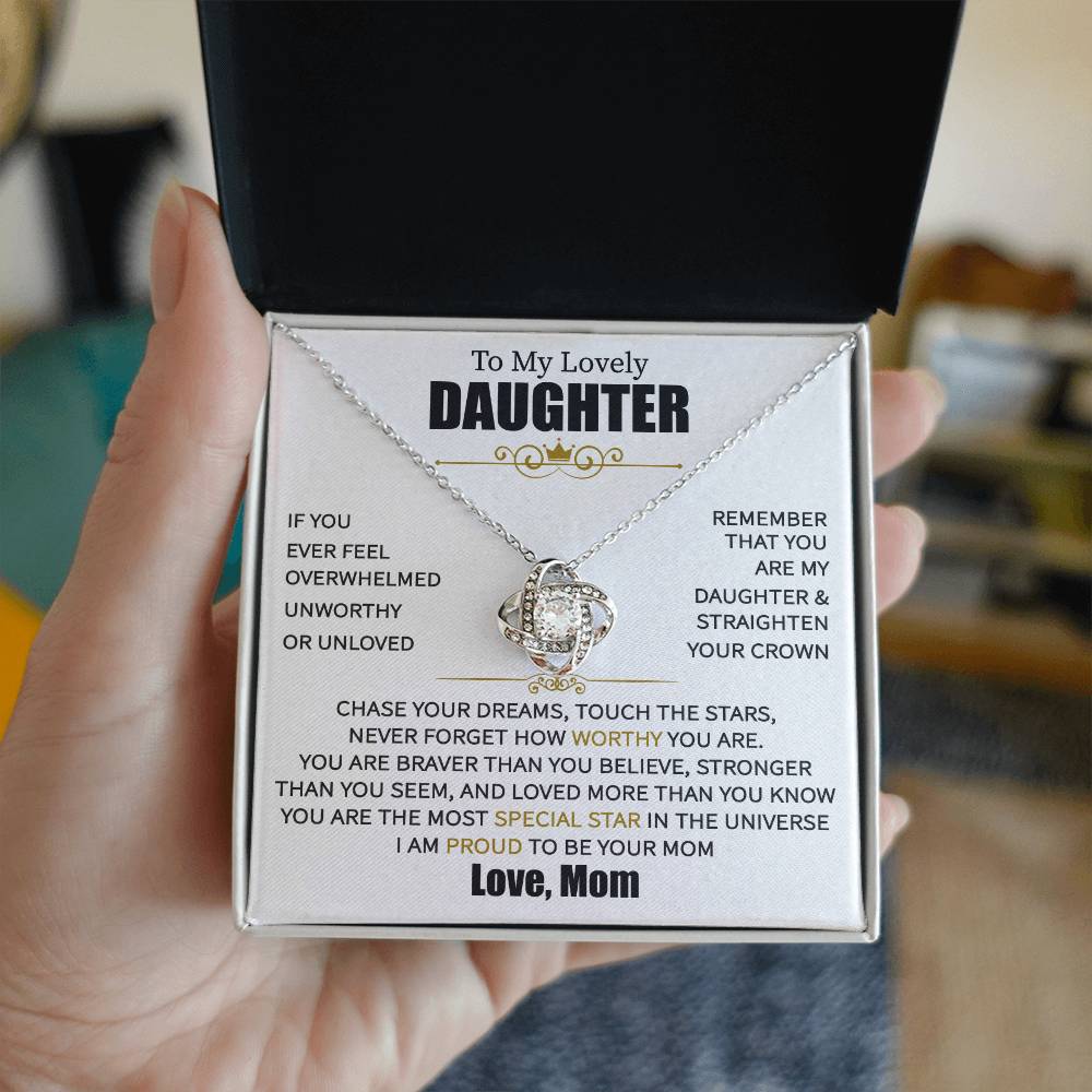 To My Daughter From Mom Message Card Necklace